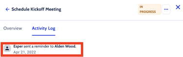 Esper Reminder Activity Log